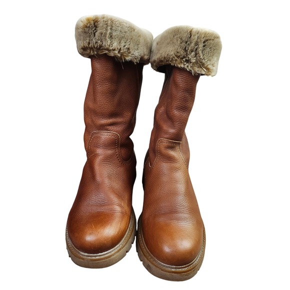 Panama Jack warm lined Bambina leather women's roll down faux fur boots 41/10 - Picture 7 of 13